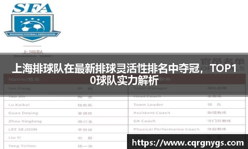 上海排球队在最新排球灵活性排名中夺冠，TOP10球队实力解析